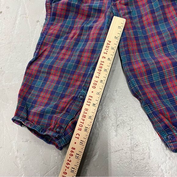 Vintage OshKosh B’Gosh Plaid Overalls Romper Vestbak Size 3T Made In USA - Picture 4 of 5